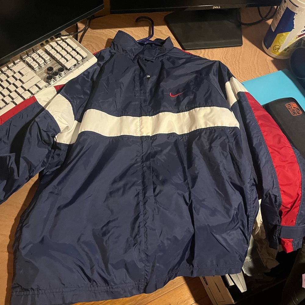 Nike Men's Navy and Red Windbreaker Jacket